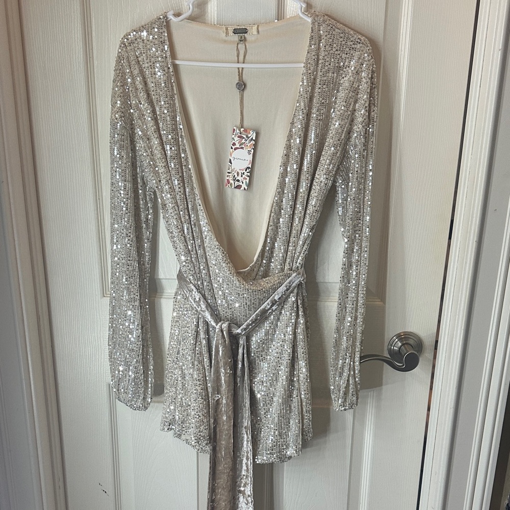 Gimmicks by BKE Silver Sequin Dress